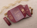Burgundy Acrylic Wedding Invitation with Gold Foil & Jacket