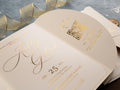 Ivory Acrylic Wedding Invitation with Gold Foil & Curved Jacket