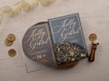 Black Acrylic Wedding Invitation with Gold Foil & Floral