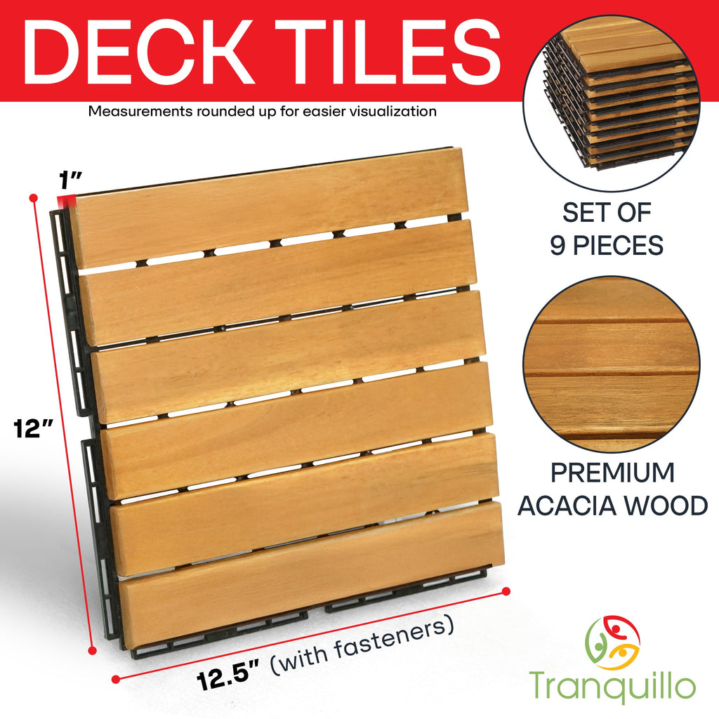 Solid Wood Deck Tiles 6 Slat Set 9
