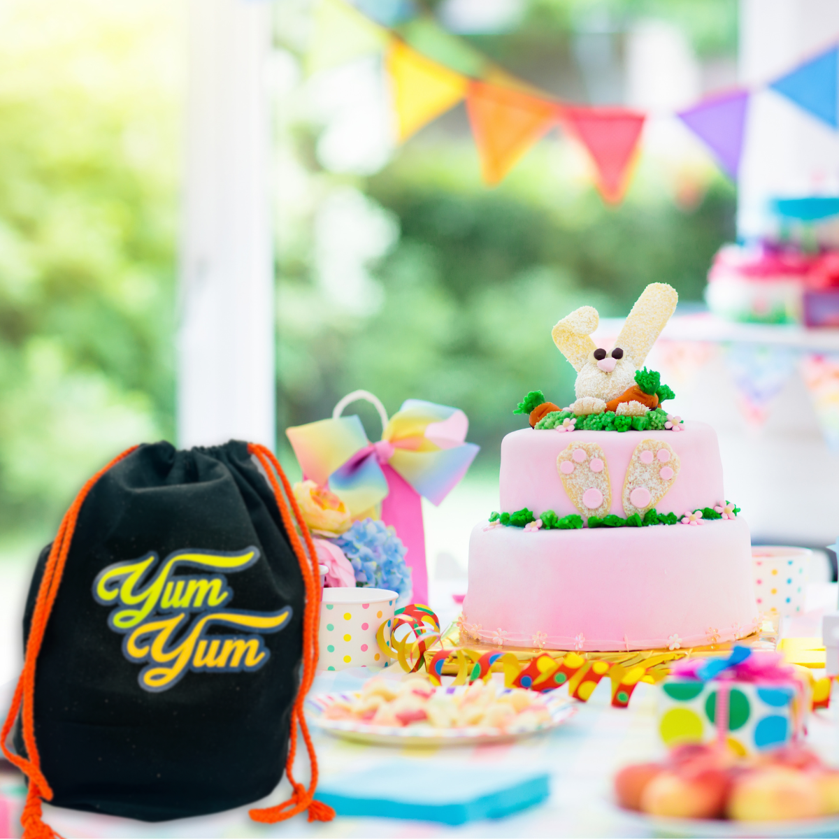 Yum Yum Candy Shop Drawstring Gift Bag – Perfect for Birthdays, Graduation & Holidays