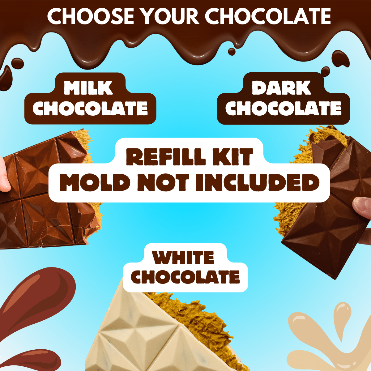 Dubai Chocolate Bar Refill Kit – Choose Your Chocolate (Mold Not Included) | Yum Yum Candy Shop