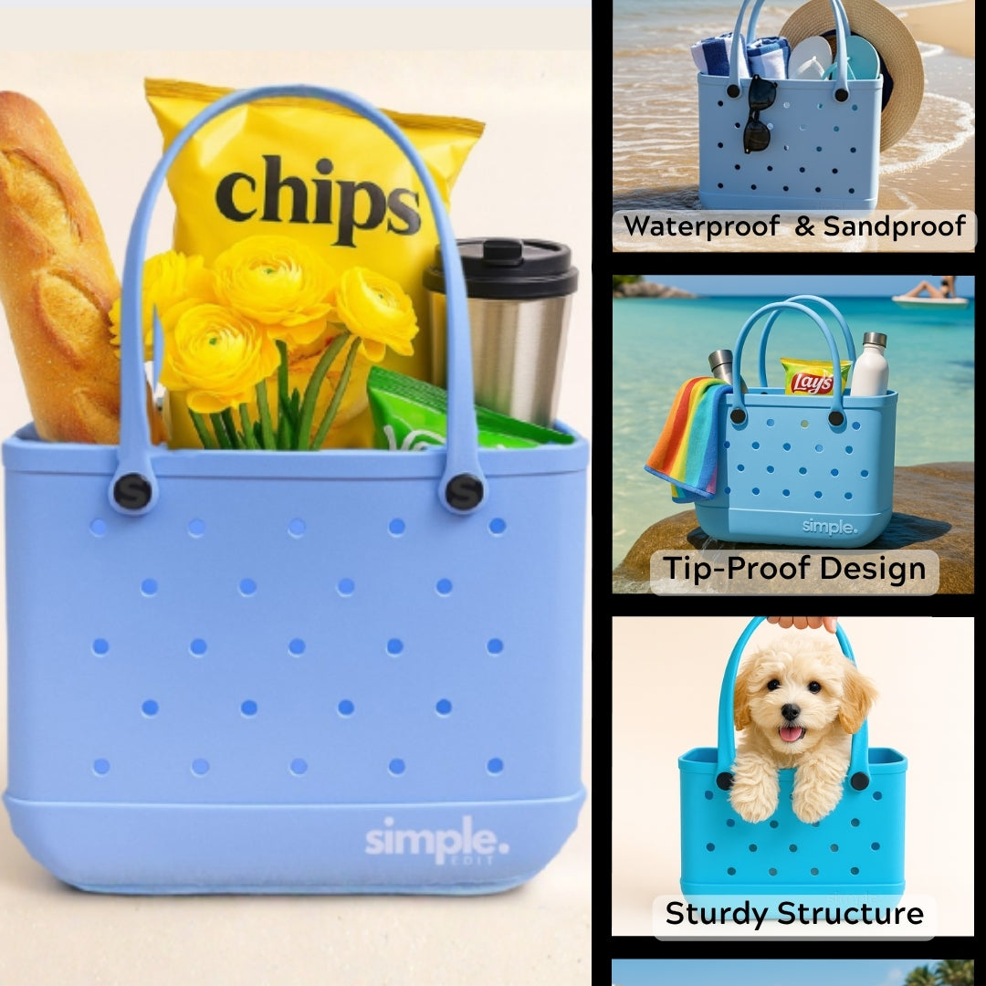 Rubber Tote Bag Set of 3 (XL/M/S) – Stylish Blue Tones EVA Bags, Great Value