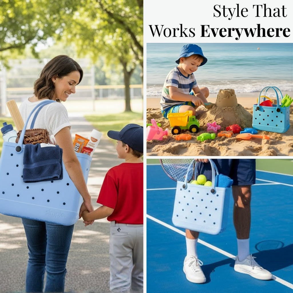 Rubber Tote Bag Set of 3 (XL/M/S) – Stylish Blue Tones EVA Bags, Great Value