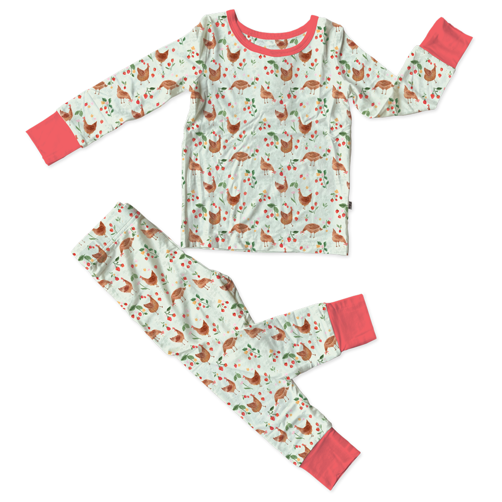 Evalyn Chickens Bamboo 2-Piece Long Sleeve Set