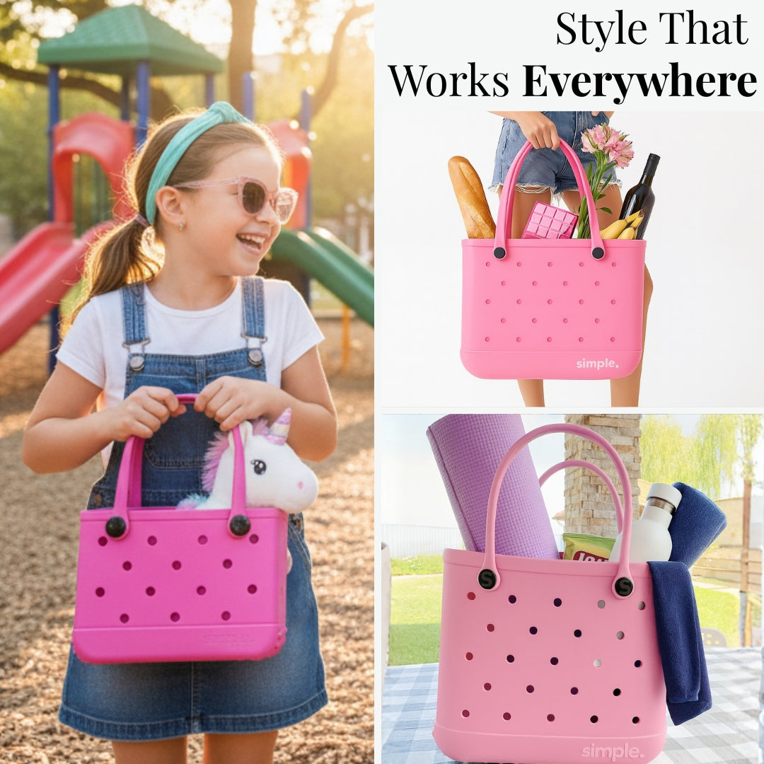 Rubber Tote Bag Set of 3 (XL/M/S) – Stylish Pink Tones EVA Bags, Great Value