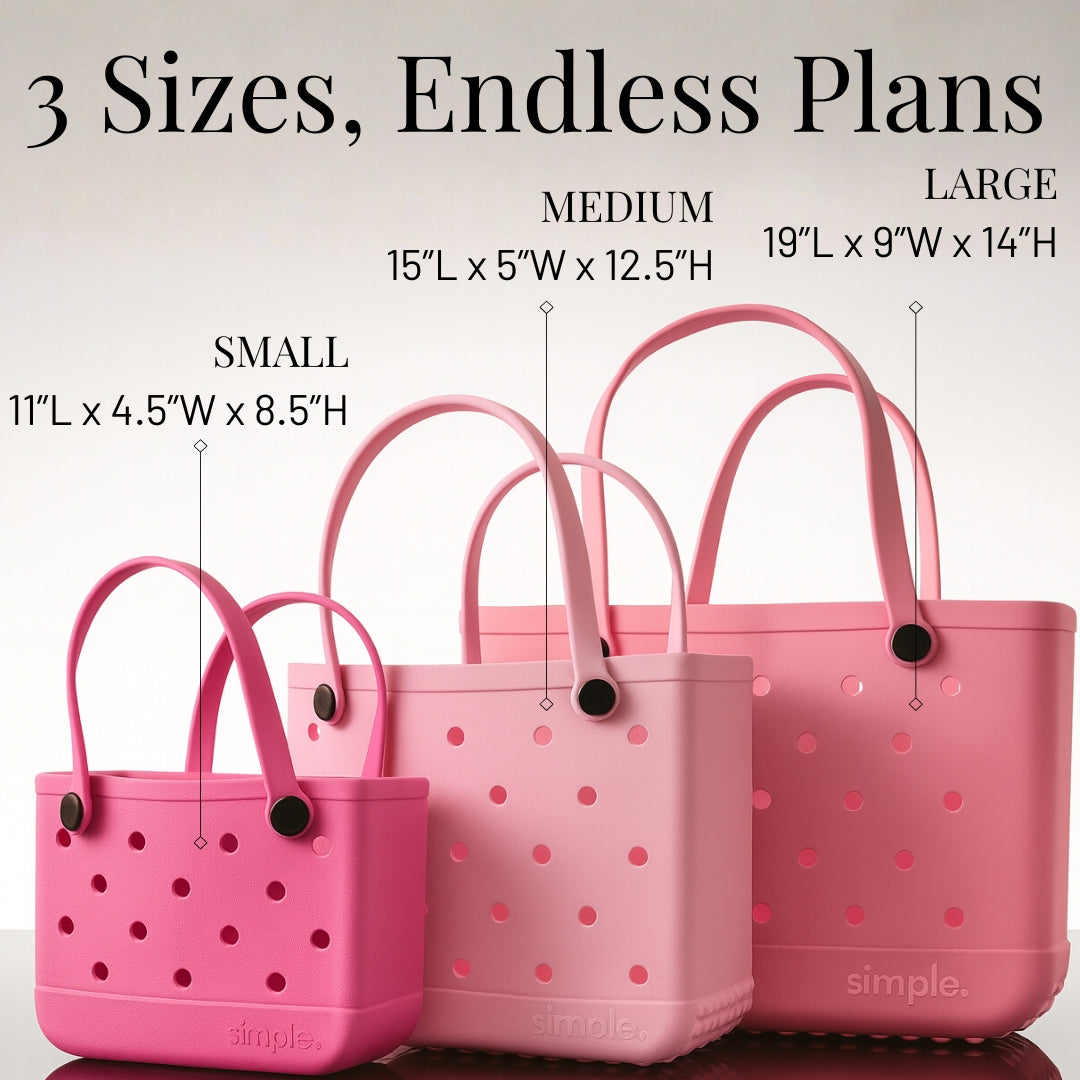 Rubber Tote Bag Set of 3 (XL/M/S) – Stylish Pink Tones EVA Bags, Great Value