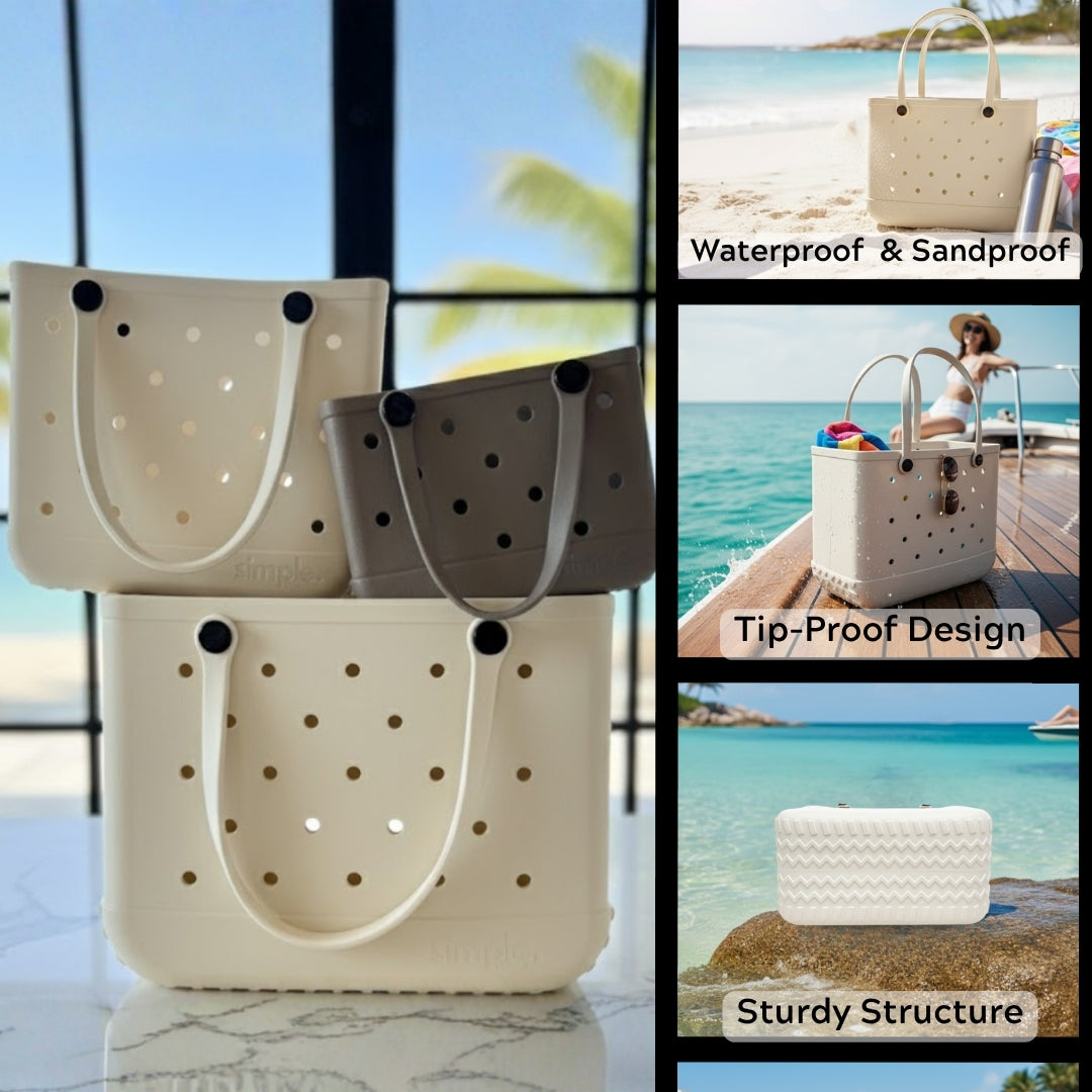 Rubber Tote Bag Set of 3 (XL/M/S) – Stylish Beige Tones EVA Bags, Great Value
