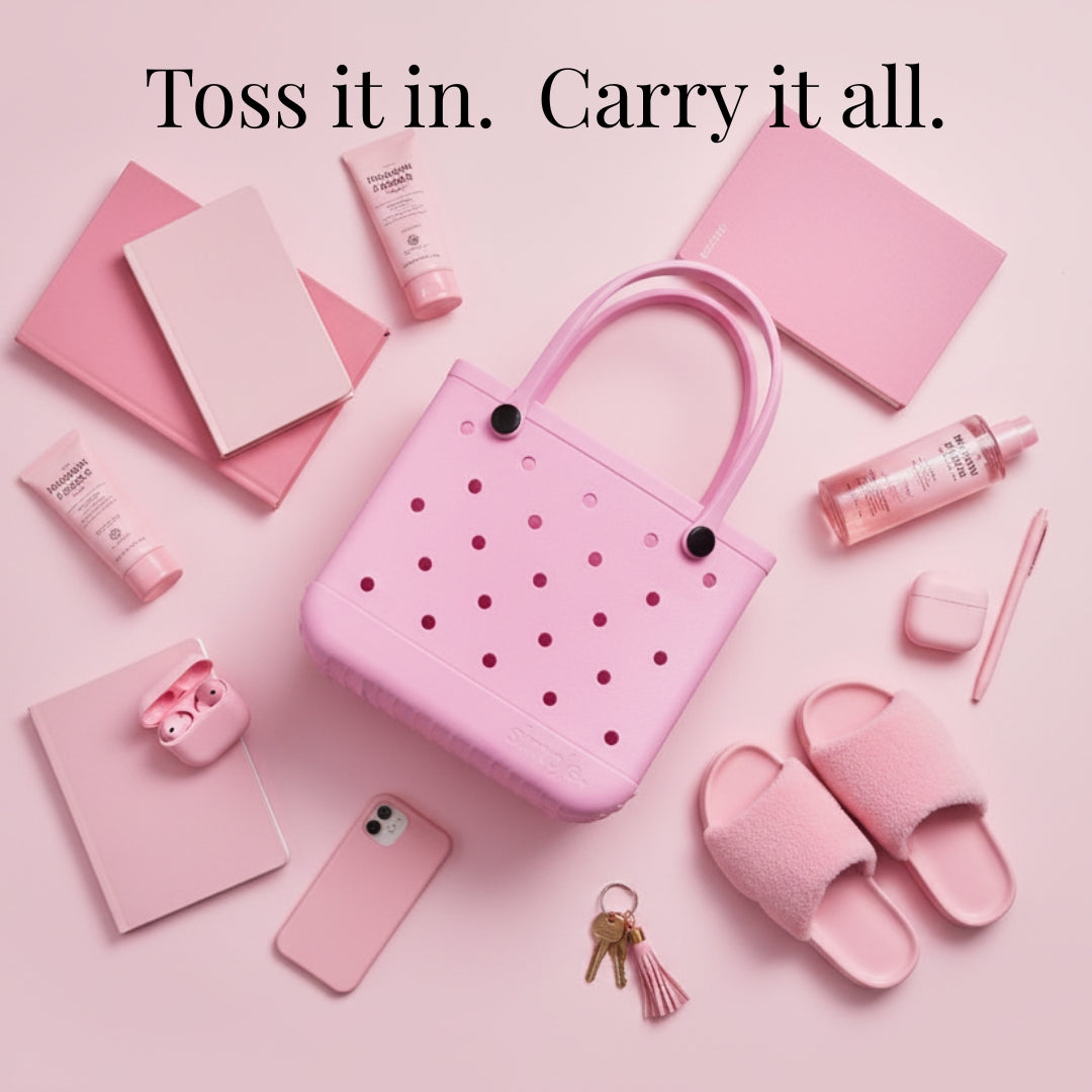 Rubber Tote Bag Set of 3 (XL/M/S) – Stylish Pink Tones EVA Bags, Great Value