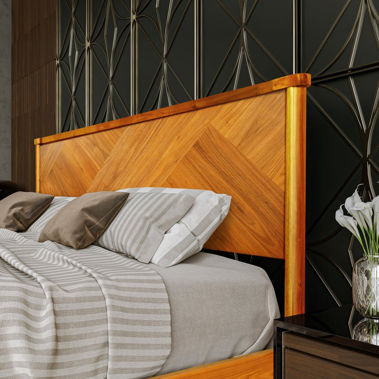 Panthera Solid Wood Bed Frame With Headboard
