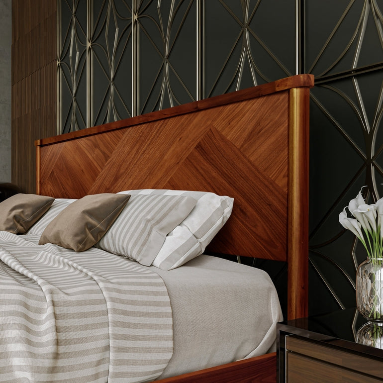 Panthera Solid Wood Bed Frame With Headboard