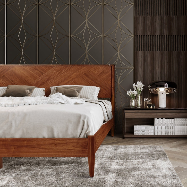 Panthera Solid Wood Bed Frame With Headboard