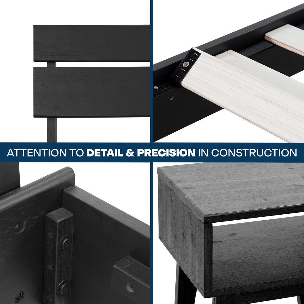 [Buy 1 Get 1] Aurora Solid Wood Bed Frame & Nightstand