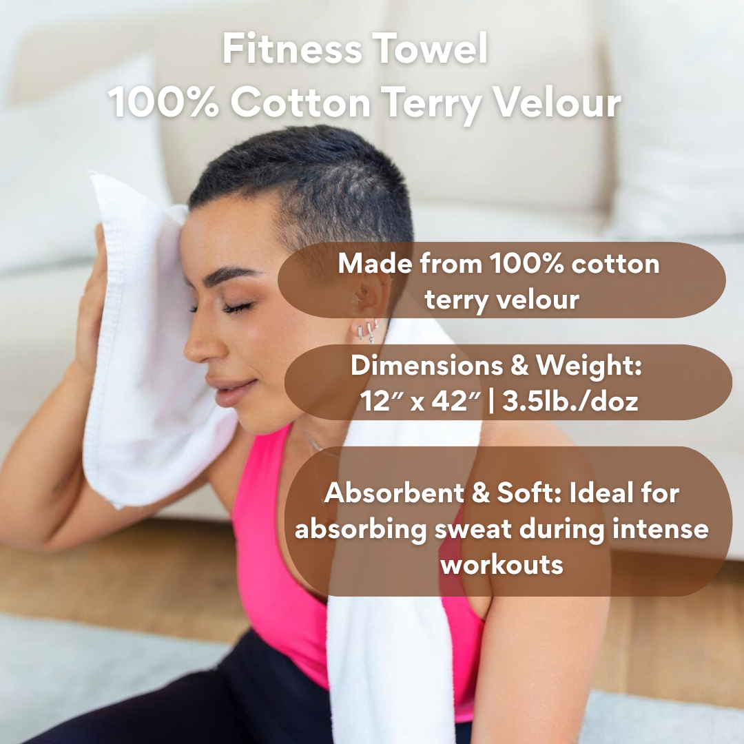 Fitness Towel: 100% Cotton Terry Velour Pack of 2