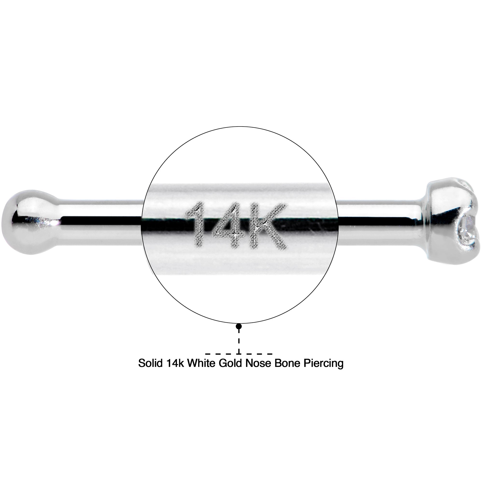 Solid 14K White Gold 1.5mm Genuine Diamond Nose Ring