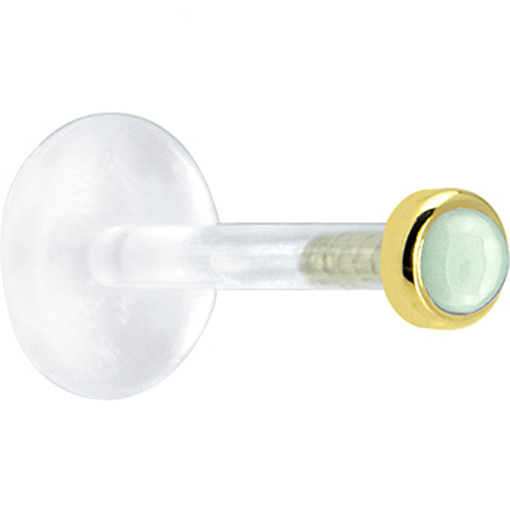 16G 5/16 Solid 14K Yellow Gold 2mm Genuine Aventurine Quartz Bioplast Tragus Earring Stud