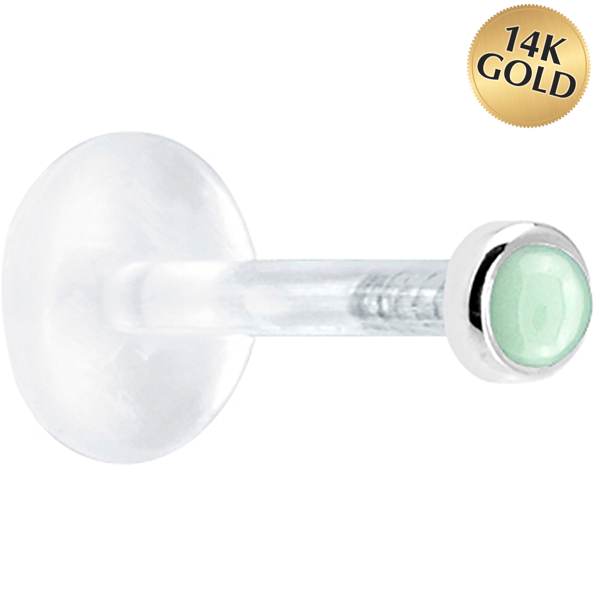16G 5/16 Solid 14K White Gold 2mm Genuine Aventurine Quartz Bioplast Tragus Earring Stud