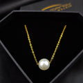 Stainless Steel Gold Tone PVD Chain Necklace Minimalist Pearl Pendant Necklace