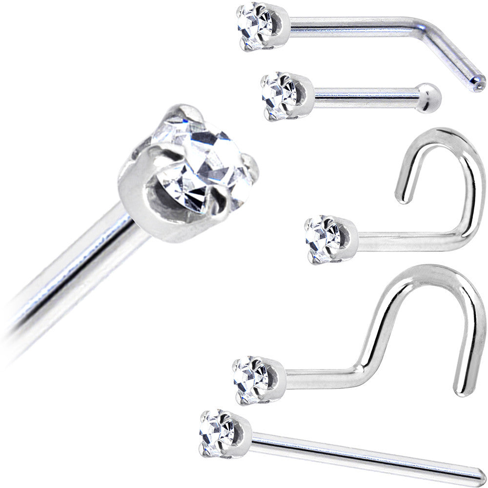 Platinum 1.5mm Genuine Diamond Nose Ring