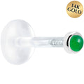 Solid 14K White Gold 2mm Genuine Jade Bioplast Push in Monroe