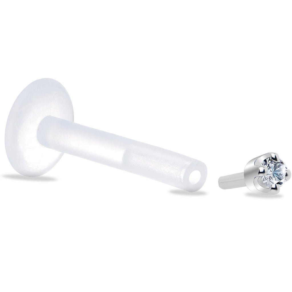 Solid 14K White Gold 1.5mm Genuine Diamond Bioplast Push in Monroe