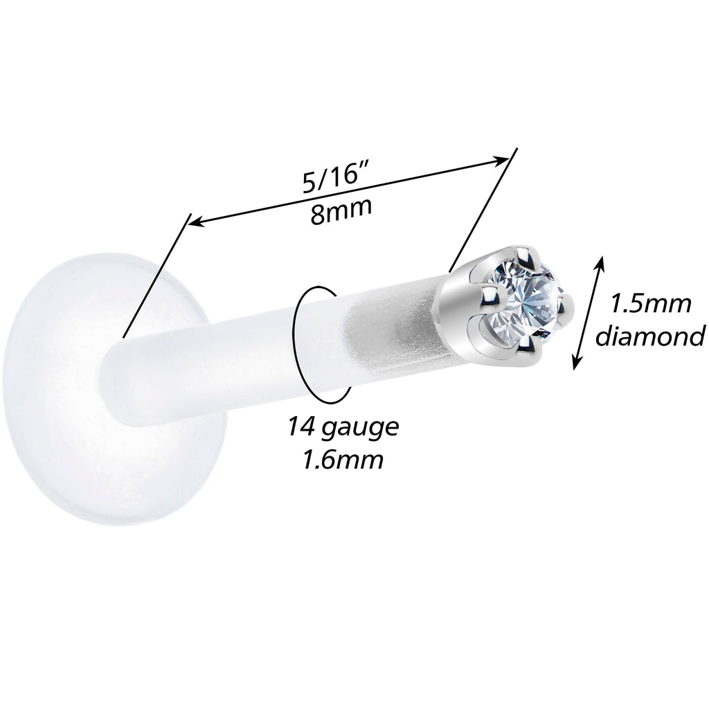 Solid 14K White Gold 1.5mm Genuine Diamond Bioplast Push in Monroe