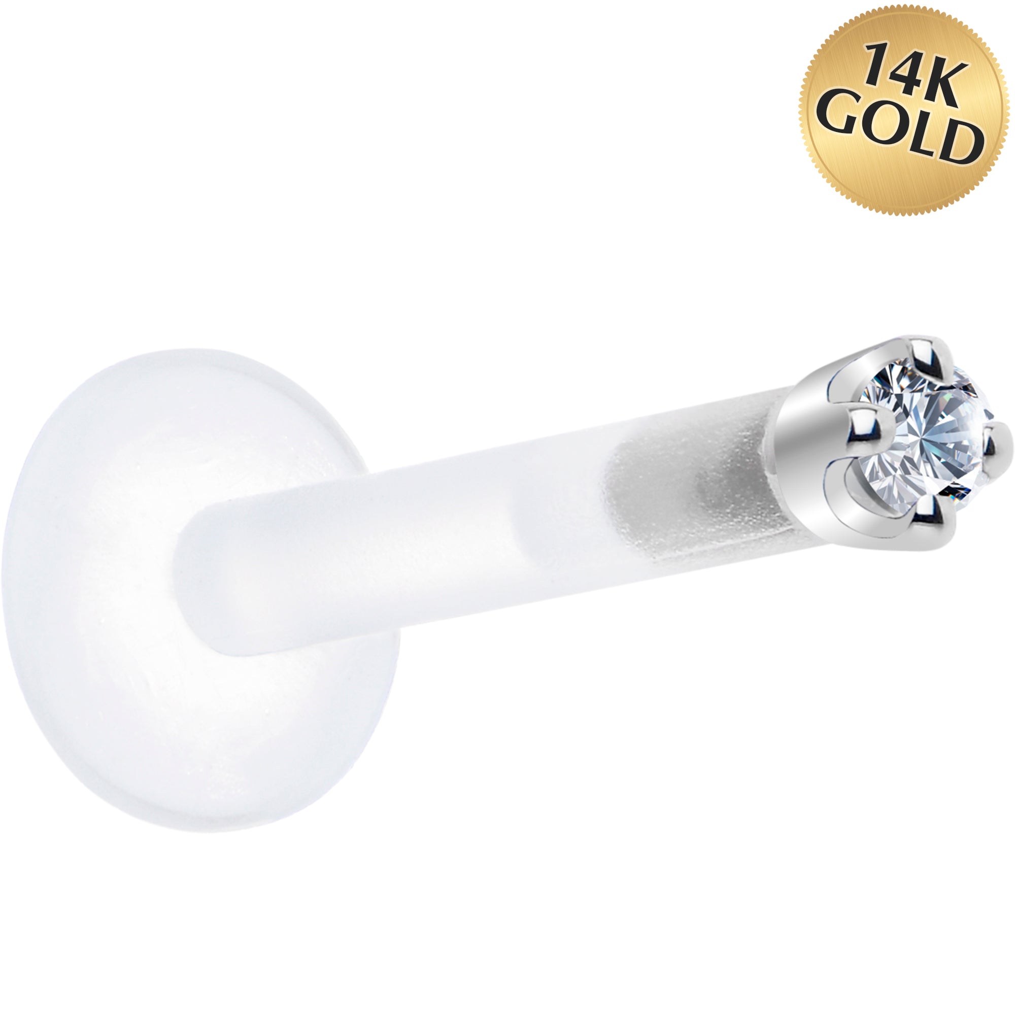 Solid 14K White Gold 1.5mm Genuine Diamond Bioplast Push in Monroe