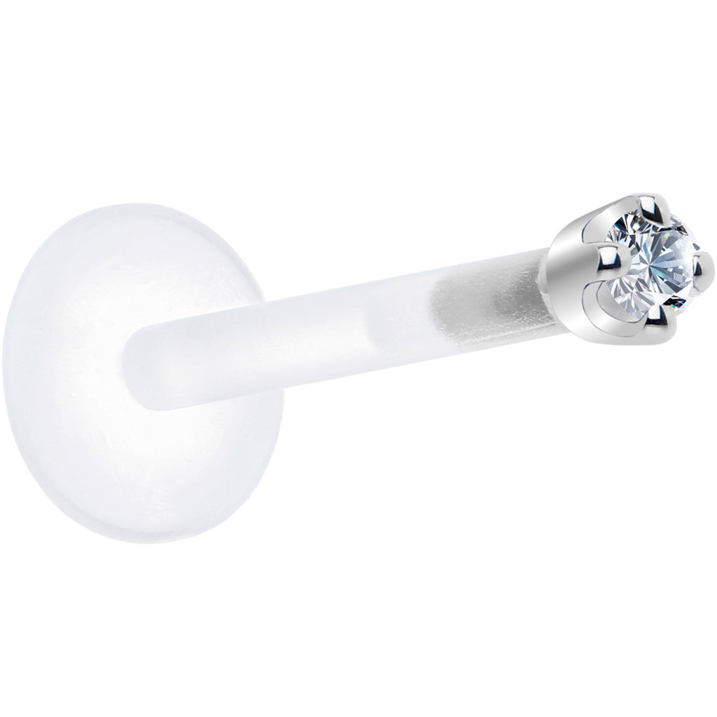 Solid 14K White Gold 1.5mm Genuine Diamond Bioplast Push in Monroe