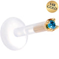 Solid 14K Yellow Gold 1.5mm Genuine Blue Diamond Bioplast Push in Monroe