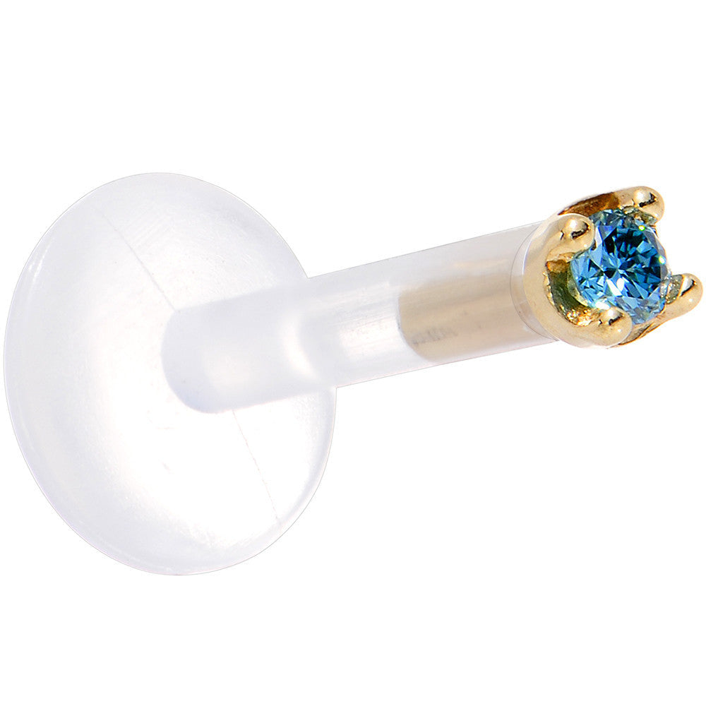 Solid 14K Yellow Gold 1.5mm Genuine Blue Diamond Bioplast Push in Monroe