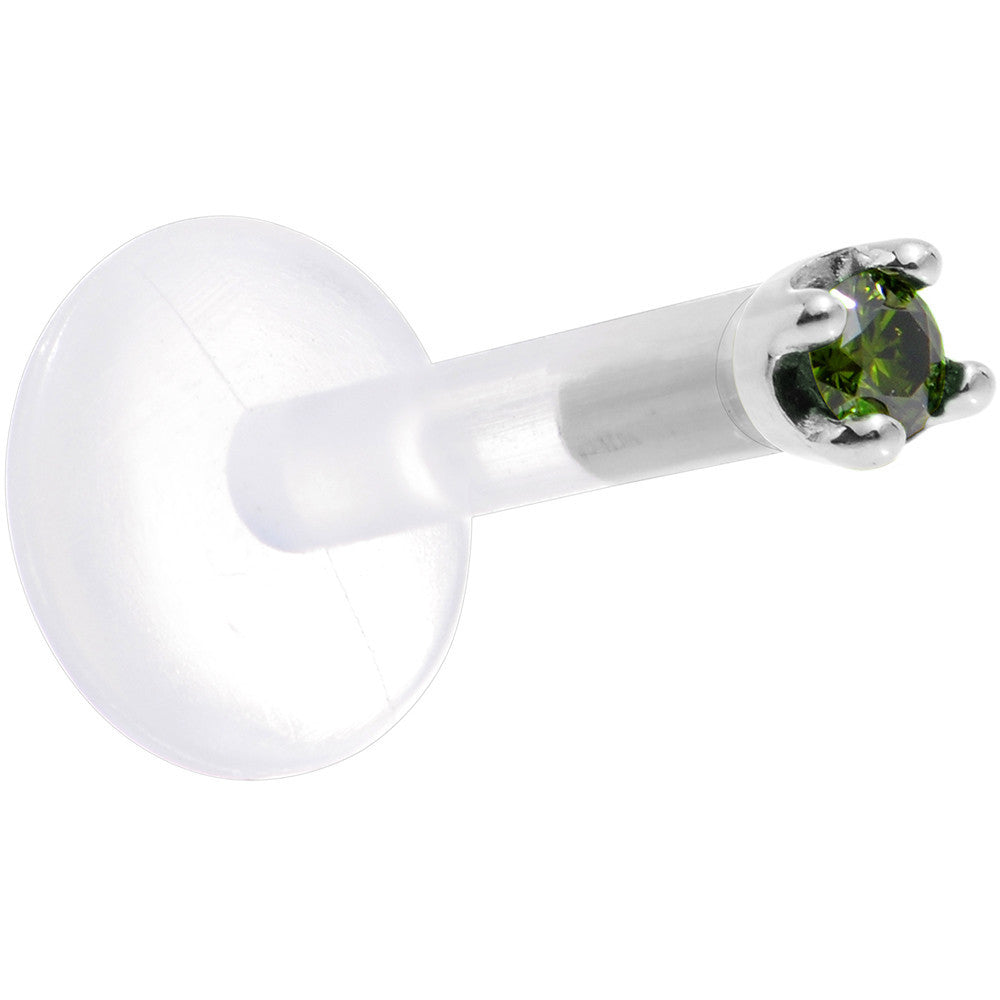 Solid 14K White Gold 1.5mm Genuine Green Diamond Bioplast Push in Monroe