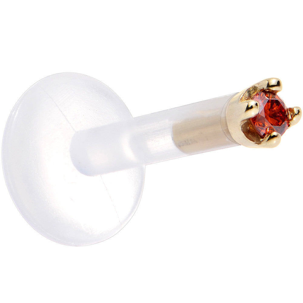 Solid 14K Yellow Gold 1.5mm Genuine Red Diamond Bioplast Push in Monroe