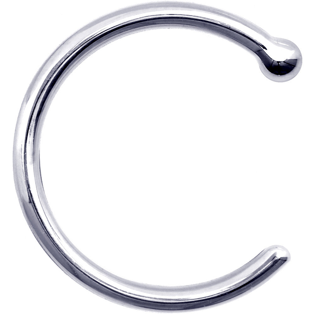 18G 3/8 Solid 14K White Gold Nose Hoop
