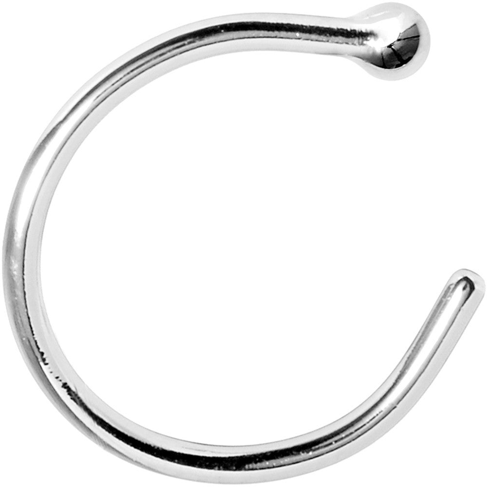 20G 3/8 Solid 14K White Gold Nose Hoop