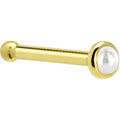 Solid 14K Yellow Gold 2mm Cultured Pearl Nose Ring