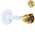 16G 1/4 Solid 14K Yellow Gold 3mm Brown Cubic Zirconia Bioplast Tragus Earring Stud