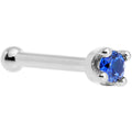 Solid 18K White Gold 1.5mm Genuine Blue Sapphire Nose Ring