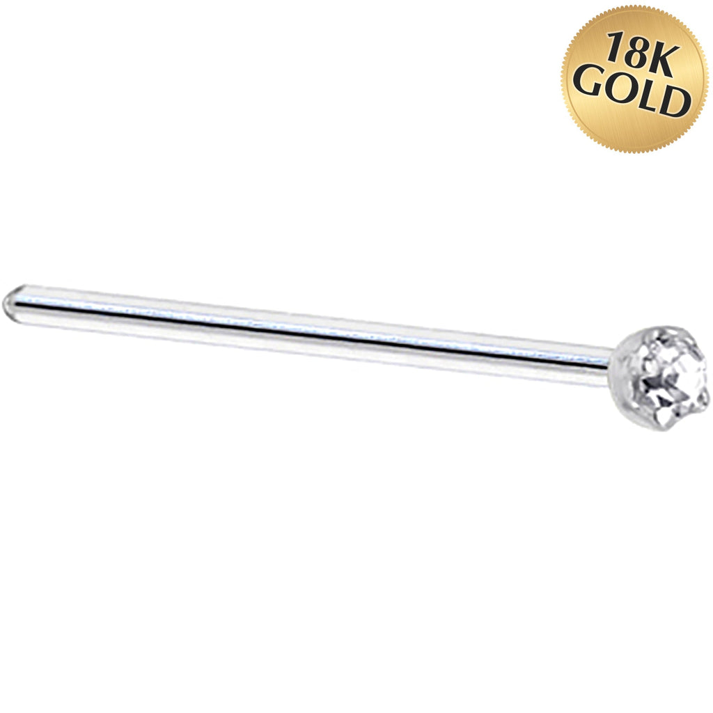 Solid 18K White Gold 1.5mm Genuine Diamond Nose Ring