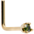 Solid 18K Yellow Gold 1.5mm Genuine Green Diamond Nose Ring