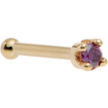 Solid 18K Yellow Gold 1.5mm Genuine Purple Diamond Nose Ring