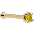 Solid 18K Yellow Gold 1.5mm Genuine Yellow Diamond Nose Ring