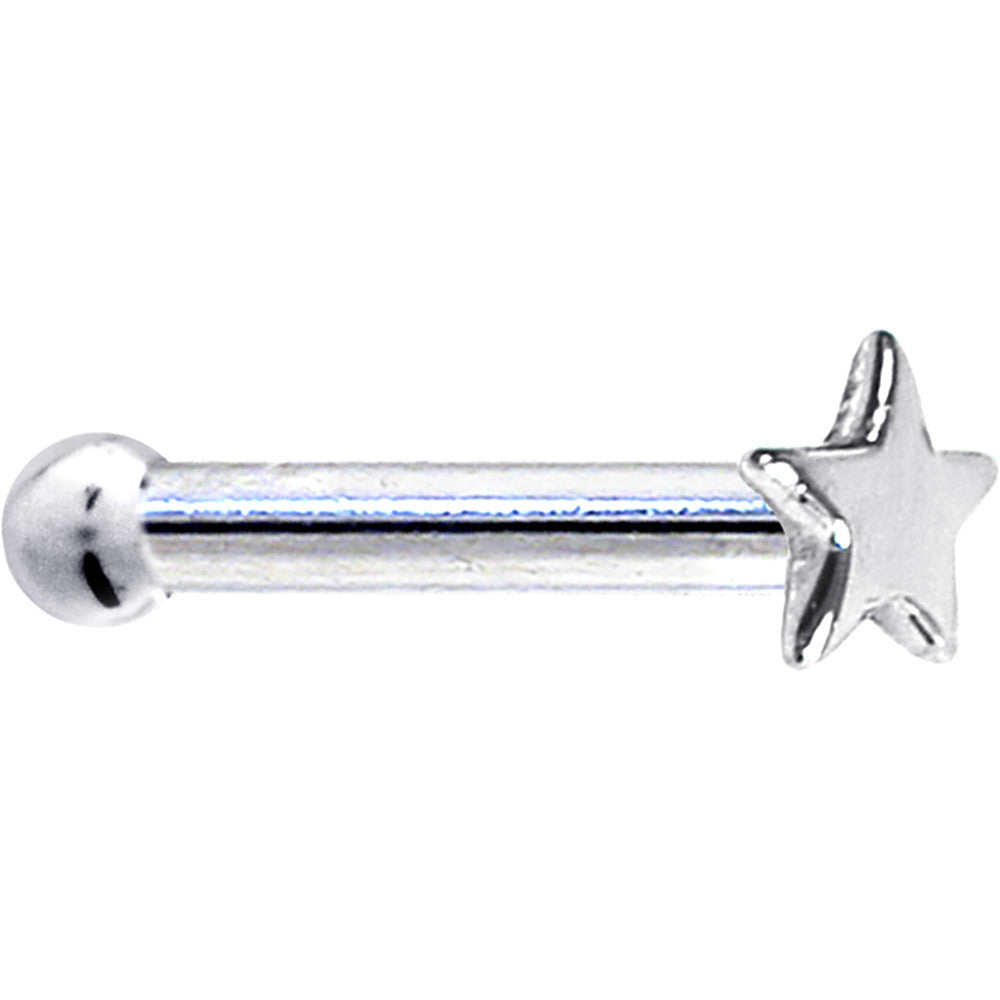 Solid 14K White Gold Star Nose Ring