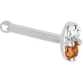 14k White Gold Orange 1.5mm CZ Marquise Nose Ring