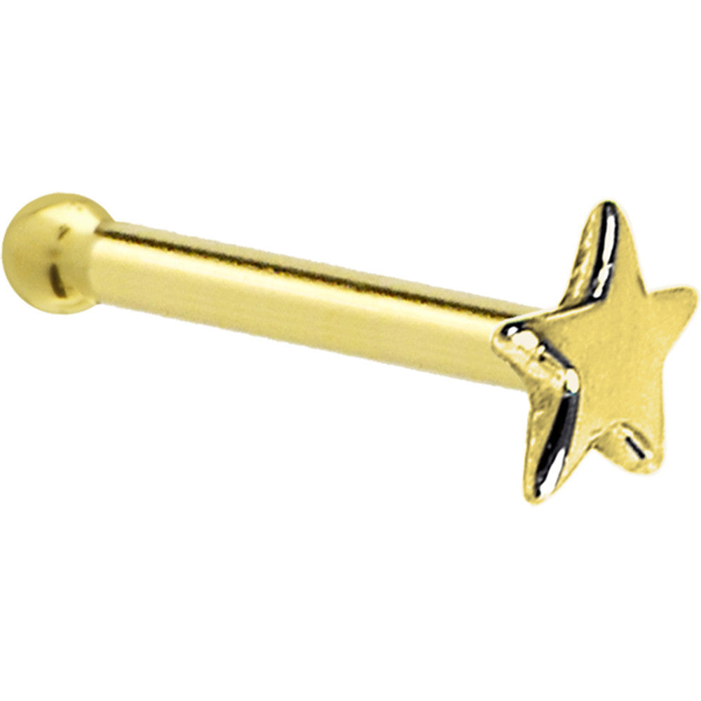 Solid 14K Yellow Gold Star Nose Ring