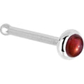 Solid 14K White Gold 2mm Red Garnet Nose Ring