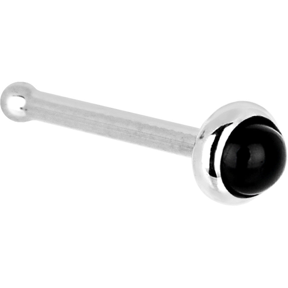 Solid 14K White Gold 2mm Onyx Nose Ring