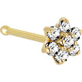Solid 14K Yellow Gold Clear Cubic Zirconia Flower Nose Ring