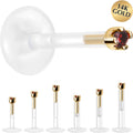 Solid 14K Yellow Gold January 1.5mm CZ Bioplast Push in Labret Monroe