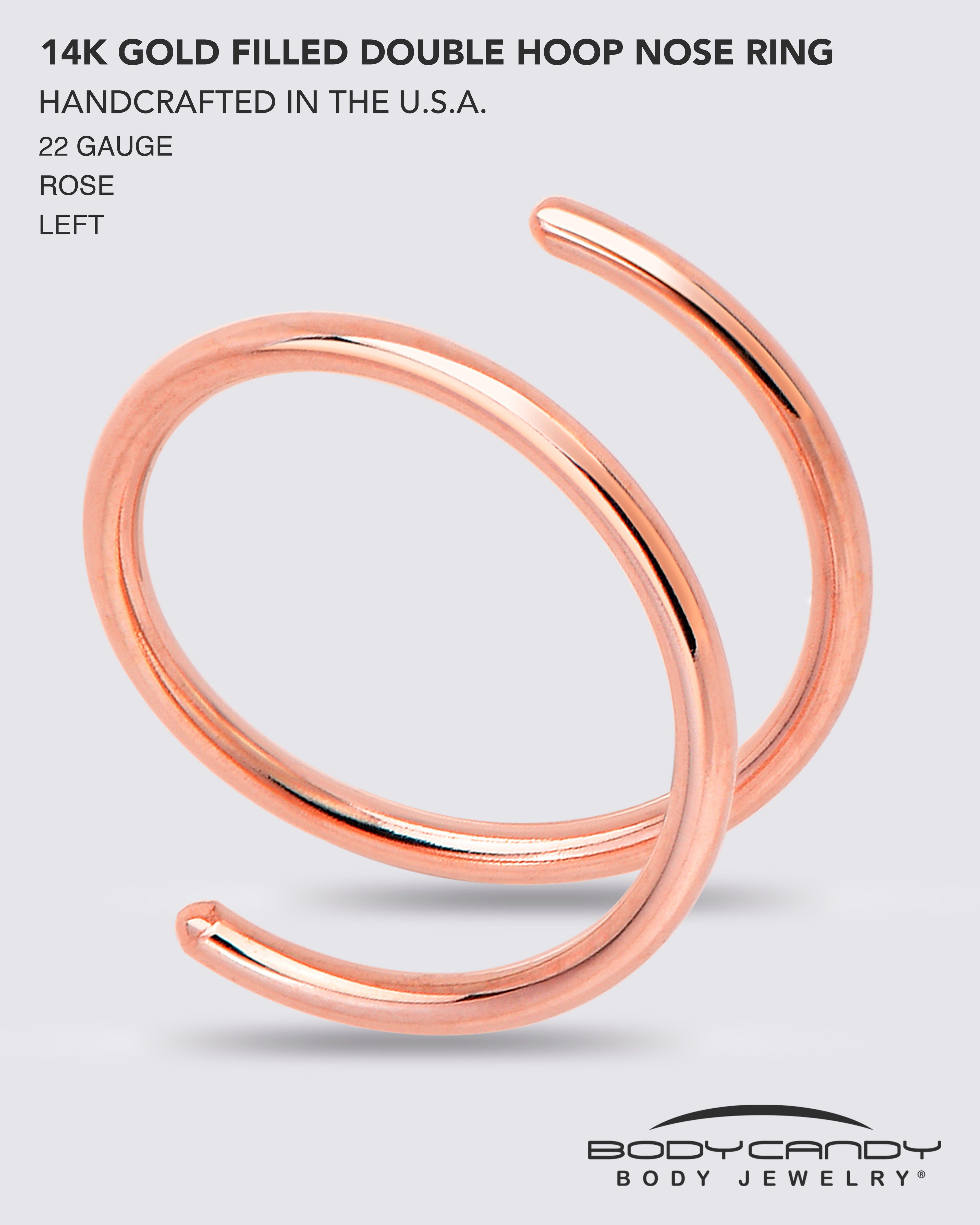 Double Hoop Nose 14k Rose Gold Filled Spiral Nose Ring