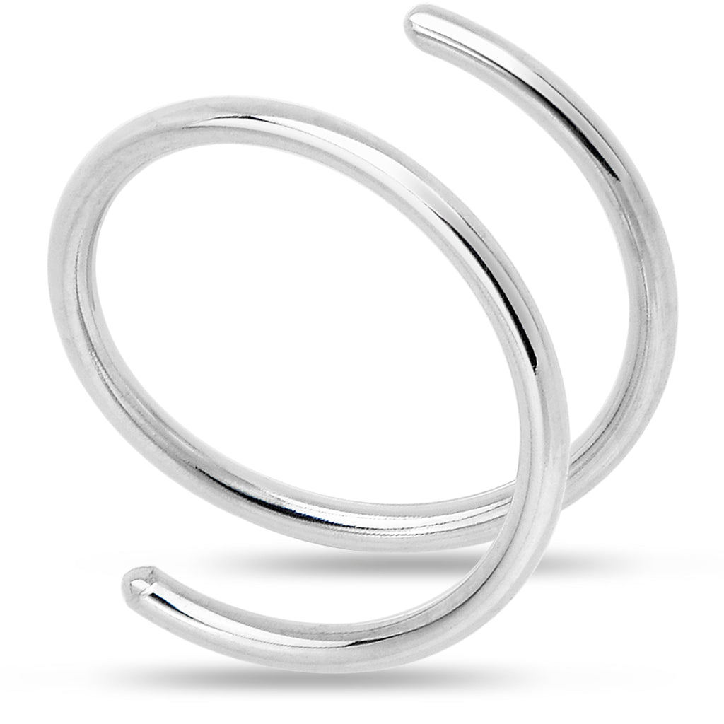 Double Hoop Nose 925 Sterling Silver Spiral Nose Ring 20G 8mm Right